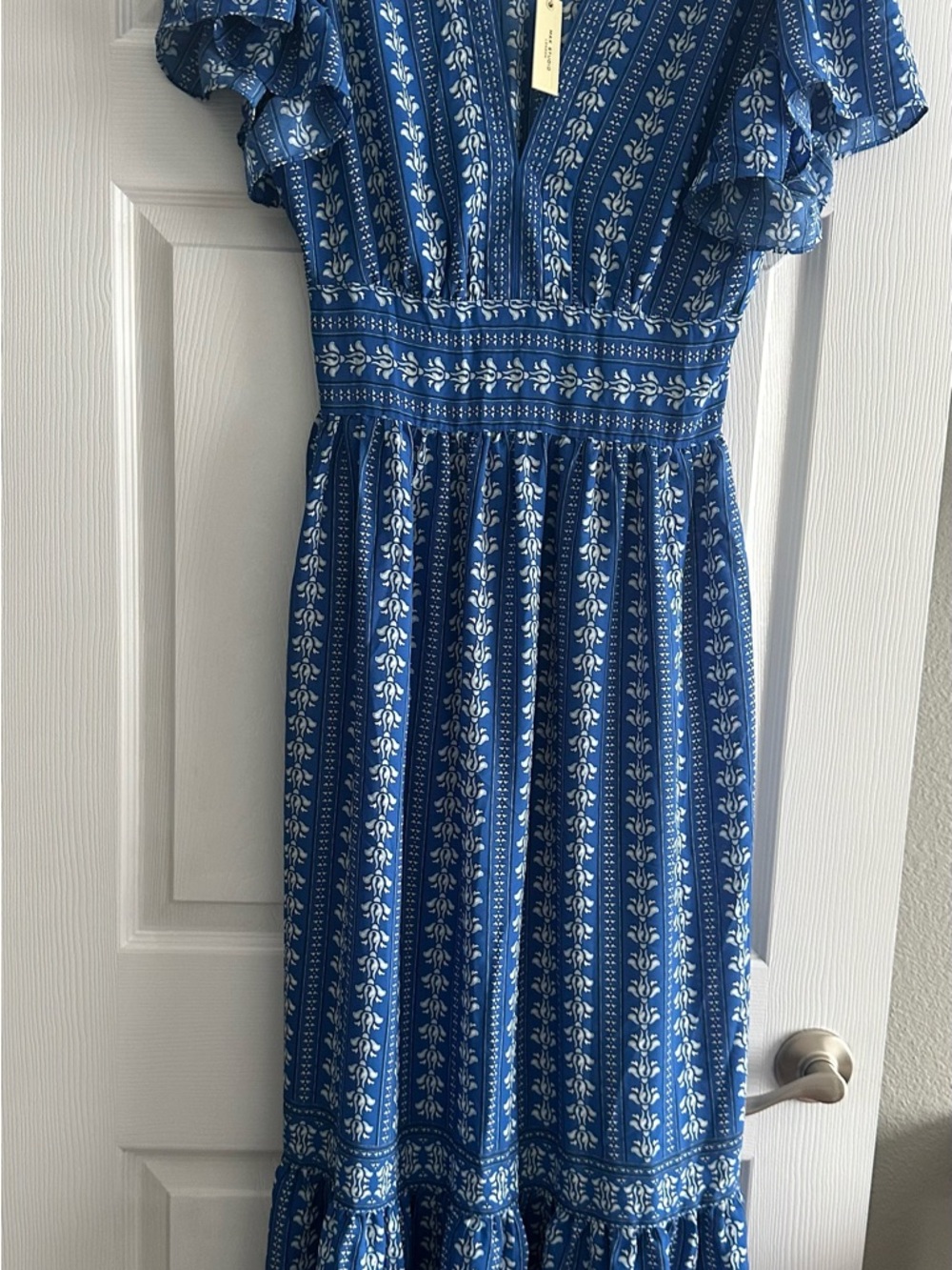Max Studio Blue Floral Border Print Dress
